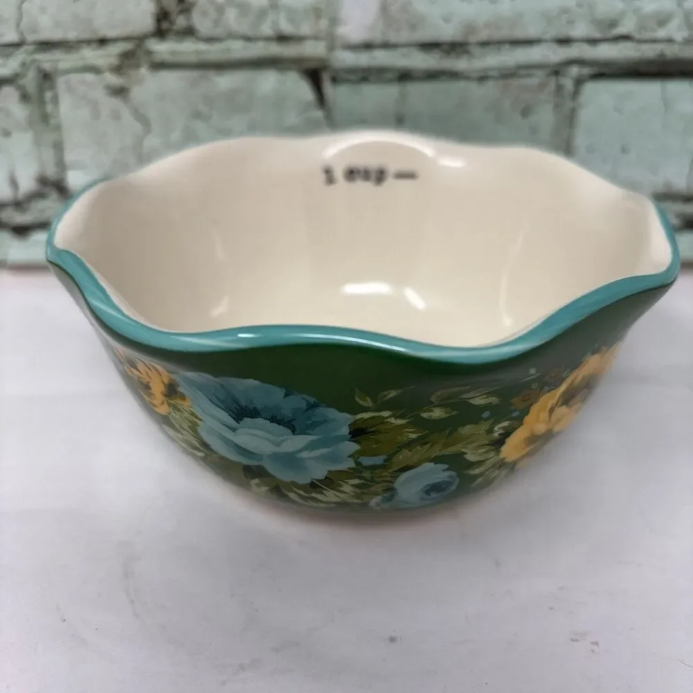 Pioneer Woman Four Measuring 1 Cup REPLACEMENT Shadow Rose TEAL RIM Blue Yellow